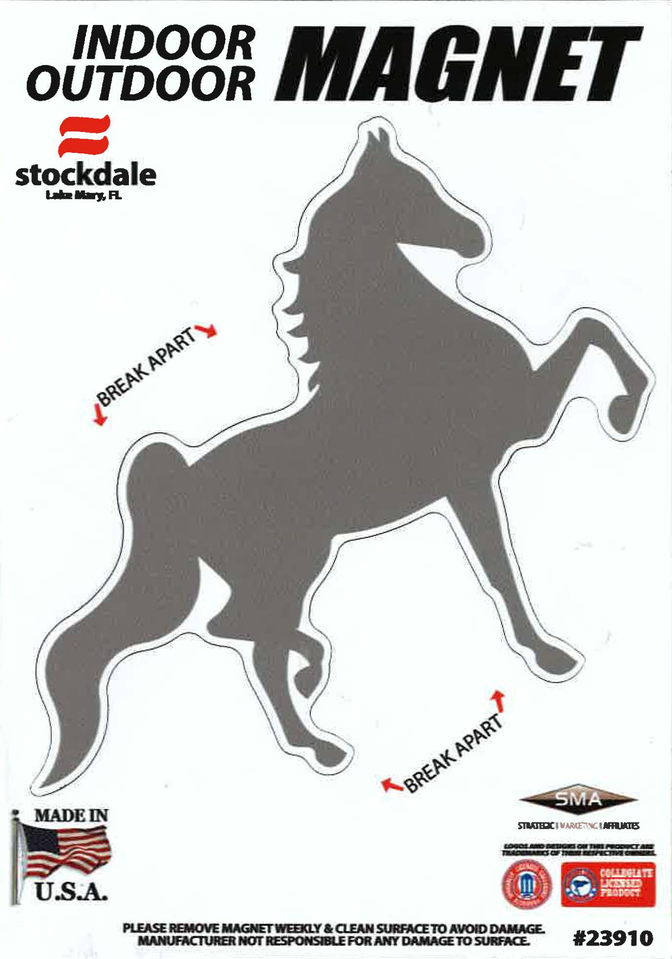 American Saddlebred Auto Magnet 5 Gaited Silver Right Facing