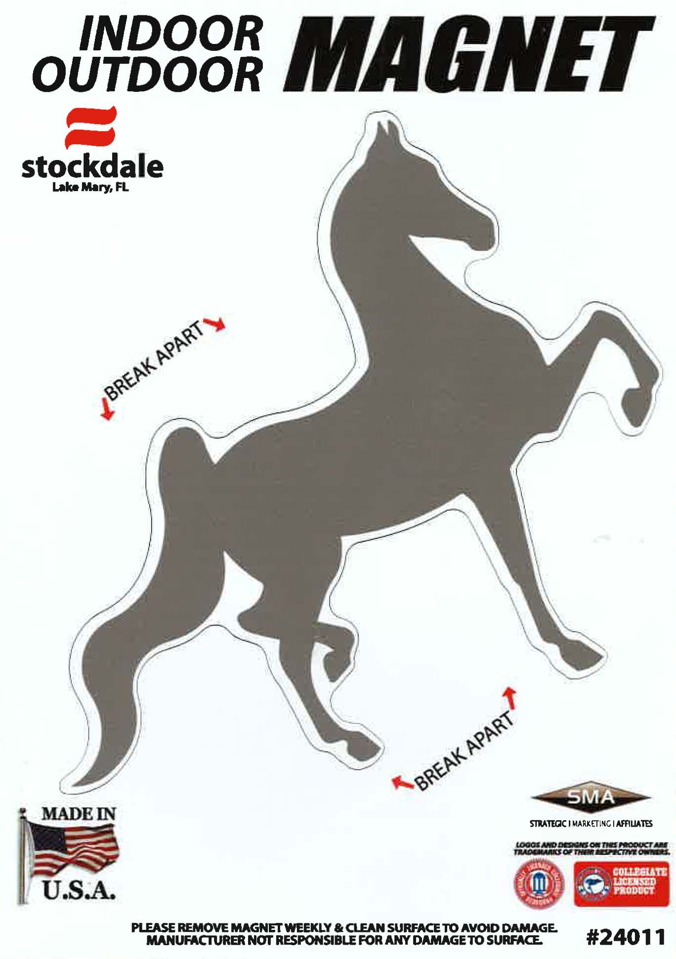 American Saddlebred Auto Magnet 3 Gaited Silver Right Facing