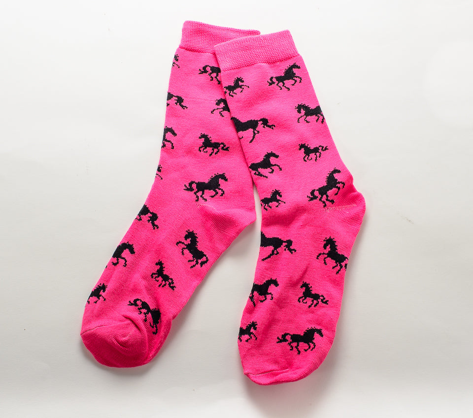 Horses All Over Socks Pink