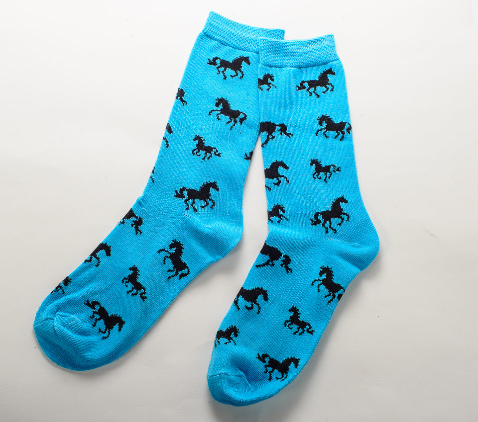 Horses All Over Socks Blue