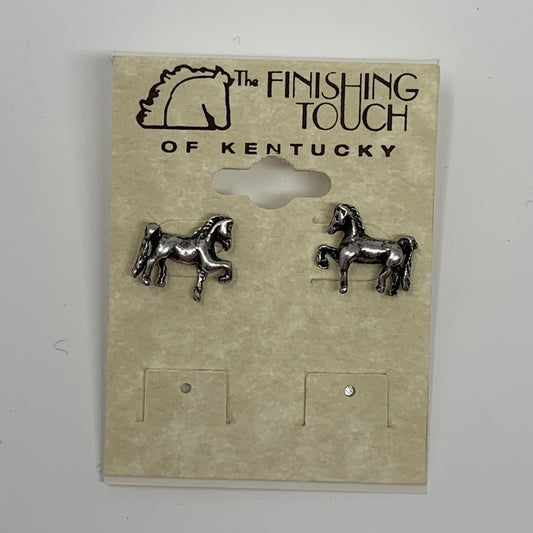retro silver saddlebred earring