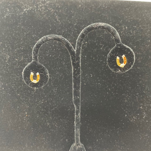 two tone horseshoe earring gold/silver