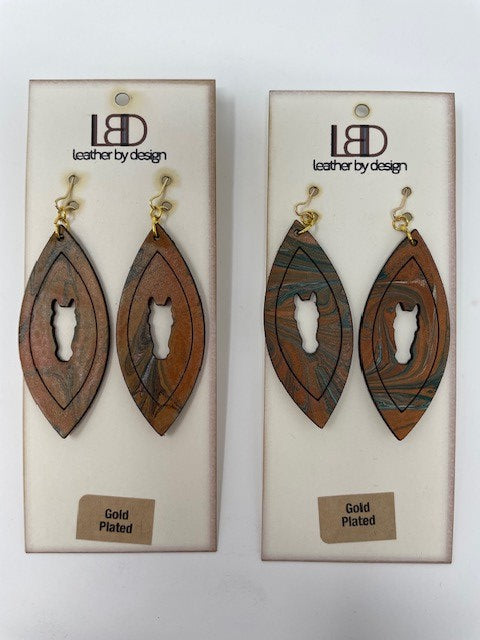 Marbled Leather Equine Marquis Earrings