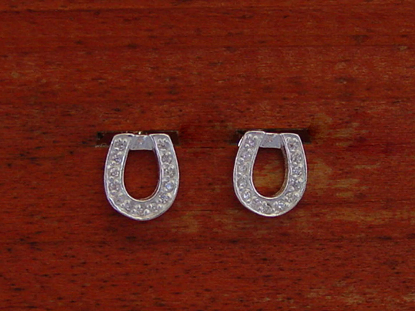 Sterling Silver Crystal Horseshoe Stud Earrings