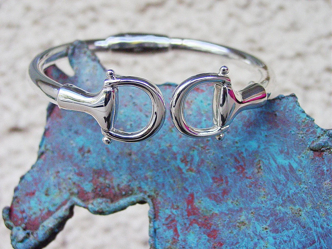 Sterling Silver Snaffle Bit Bangle with Spring Hinge