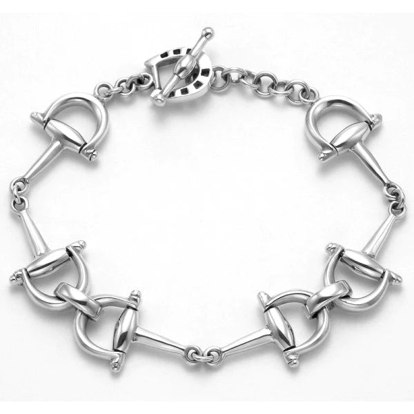 Sterling Silver Snaffle Bit Bracelet with Horseshoe Toggle Closure