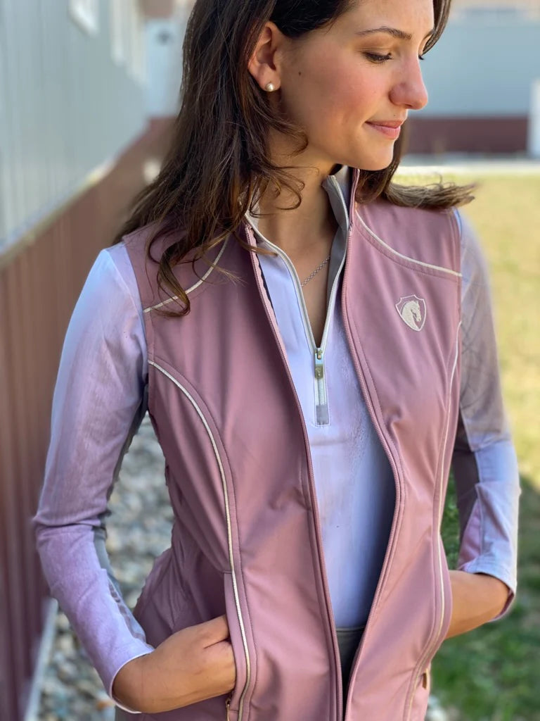 Arista Equestrian Bit Chain Quarter Zip, Blush